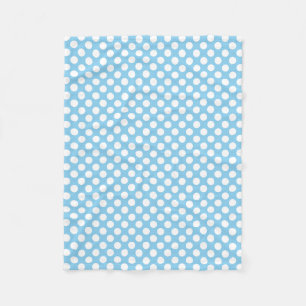 White on Baby Blue Medium Size Polka Dots Fleece Blanket