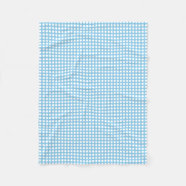 White on Baby Blue Small Horizontal Polka Dots Fleece Blanket (Front)