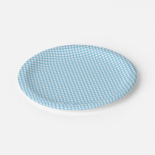 White on Baby Blue Small Size Polka Dots Paper Plate