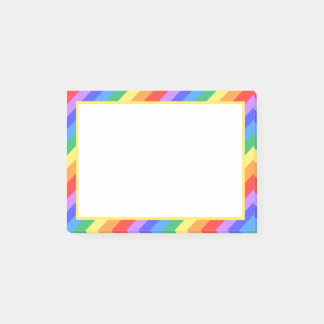 White on Beautiful Multicolored Striped Post-it Notes (Front)