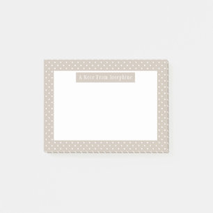 White On Beige Polka Dots Pattern Custom Text Post-it Notes