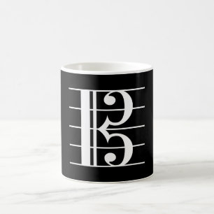 White-on-Black Alto Clef Coffee Mug