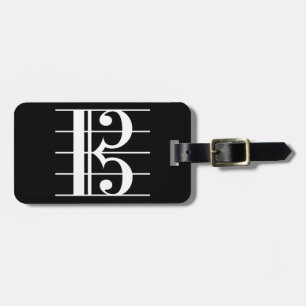White-on-Black Alto Clef Luggage Tag