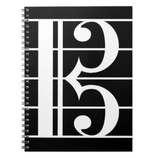 White-on-Black Alto Clef Notebook