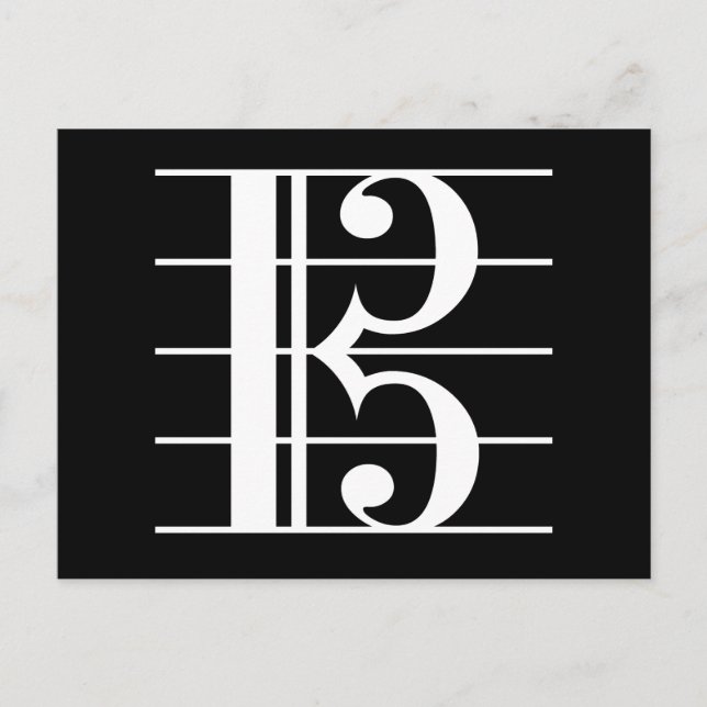 White-on-Black Alto Clef Postcard (Front)