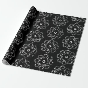 White on Black Atom Symbols Wrapping Paper