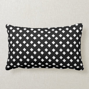 White on Black Diamond Design Lumbar Pillow