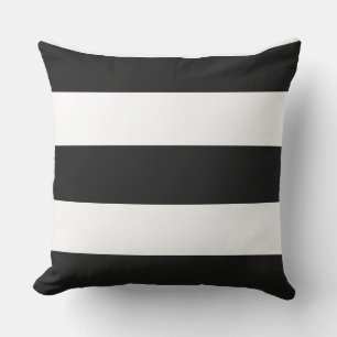 WHITE on BLACK Elegant Stylish Modern Stripes Outdoor Pillow