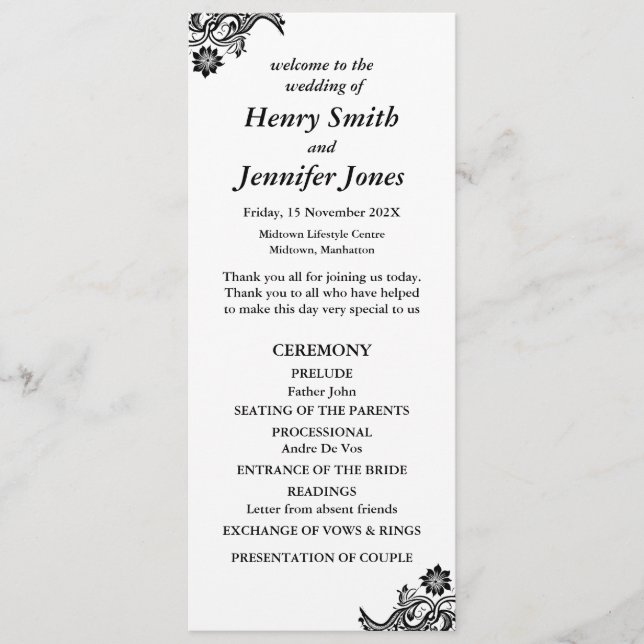 White on Black Flat Program (Front)