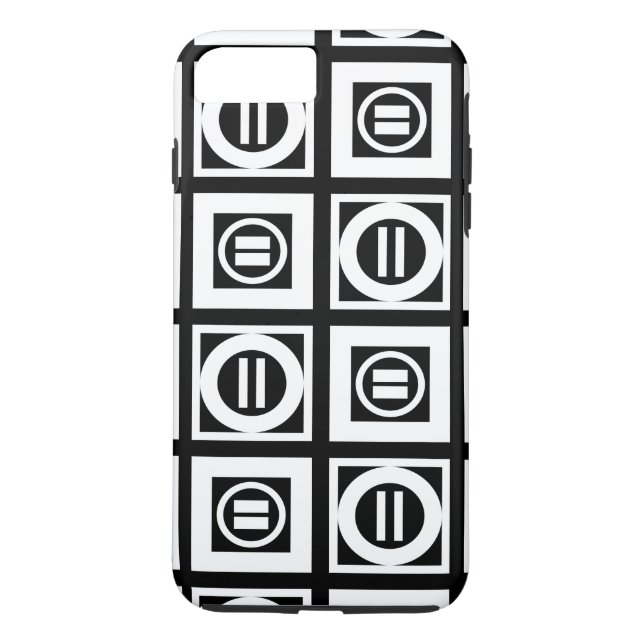 White on Black Geometric Equal Sign Pattern Case-Mate iPhone Case (Back)