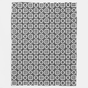White on Black Geometric Equal Sign Pattern Fleece Blanket