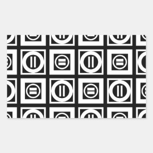 White on Black Geometric Equal Sign Pattern Sticker