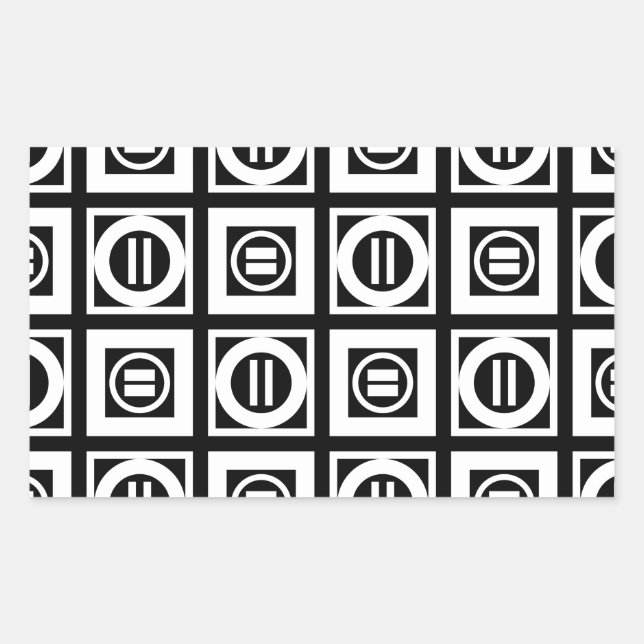 White on Black Geometric Equal Sign Pattern Sticker (Front)