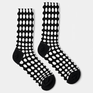 White on Black Large Size Horiz. Polka Dots Socks