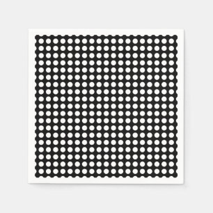 White on Black Medium Horizontal Polka Dots Paper Napkin