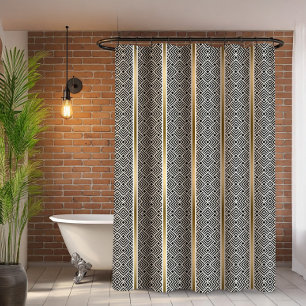 White On Black Modern Geometric Maze Pattern
