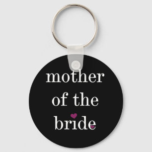 White on Black Mother of the Bride Keychain