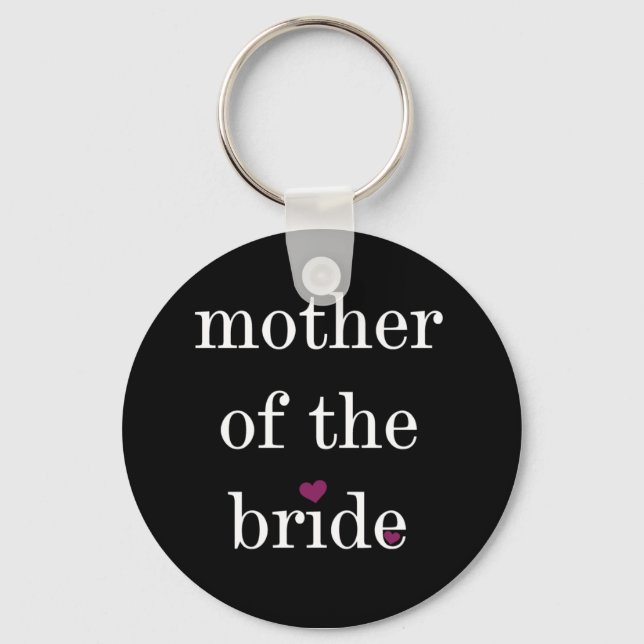 White on Black Mother of the Bride Keychain (Front)