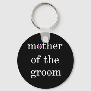 White on Black Mother of the Groom Keychain