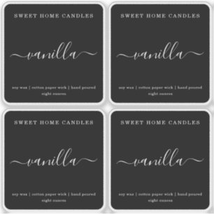 White on Black Personalized Candle Label Sticker