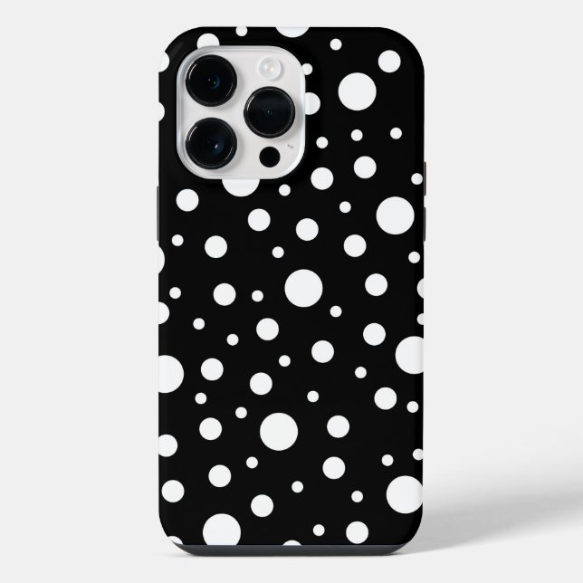 White on Black Polka Dot Pattern  iPhone Case (Back)