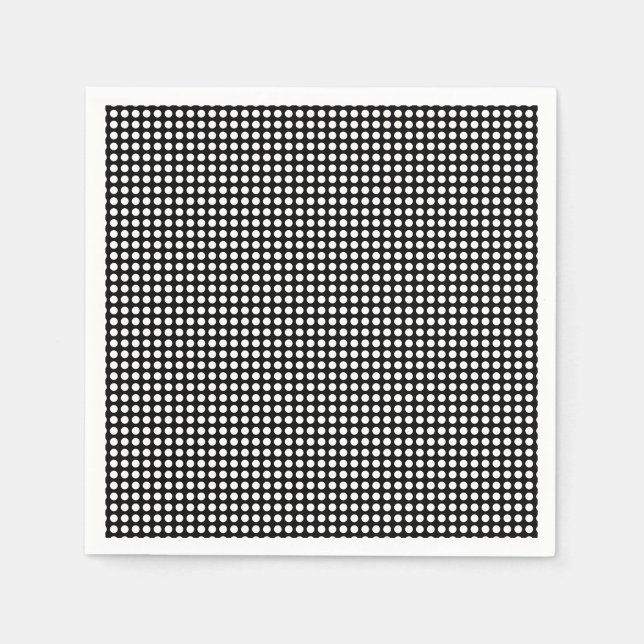 White on Black Small Horizontal Polka Dots Paper Napkin (Front)