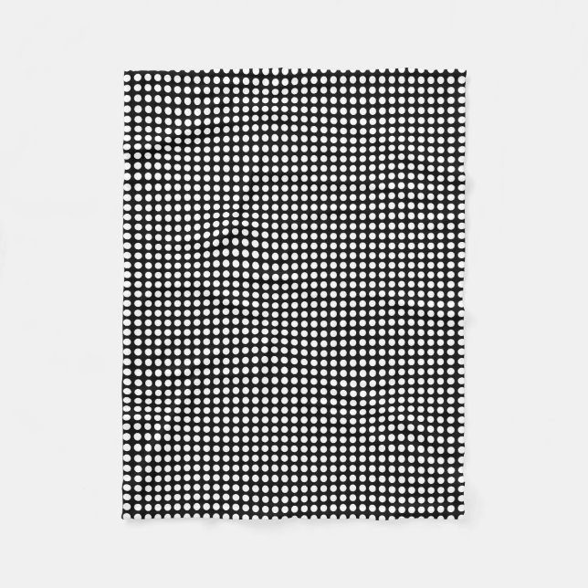 White on Black Small Size Horizontal Polka Dots Fleece Blanket (Front)