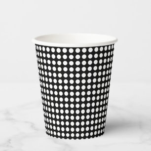 White on Black Small Size Horizontal Polka Dots Paper Cups