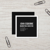 White on Black Square Business Card