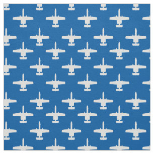 White on Blue A-10 Warthog Attack Jet Pattern Fabric