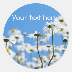 White on blue classic round sticker