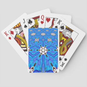white on blue matrix grid playing cards