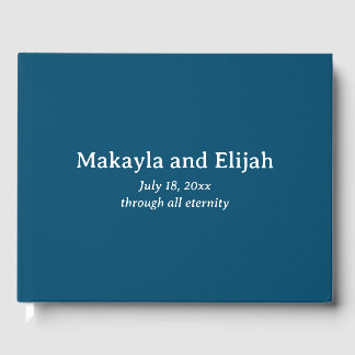 White on Blue Minimalist Wedding Guest Book