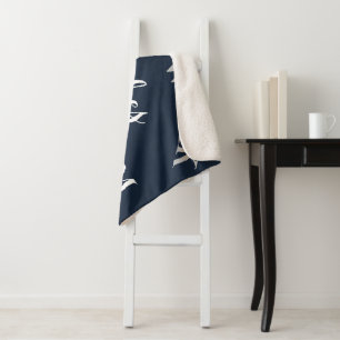 White on Blue Teamwork Makes The Dream Work Sherpa Blanket