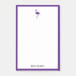 White on Bright Purple Flamingo & Border with Name Post-it Notes