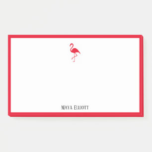 White on Bright Red Flamingo & Border w/ Name Post-it Notes