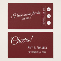 White on Burgundy Red 3-Punch Modern Drink Tickets