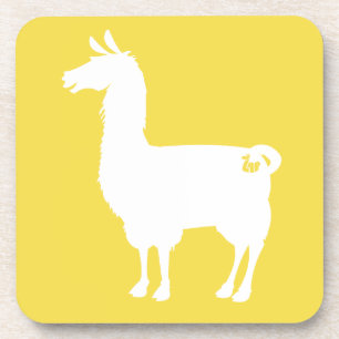 White On Colour Llama Coasters
