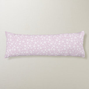 White on Dusty Pink   Lino Print Stars Pattern Body Pillow