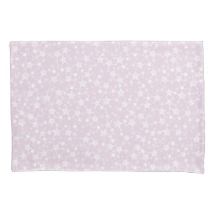 White on Dusty Pink   Lino Print Stars Pattern Pillowcase