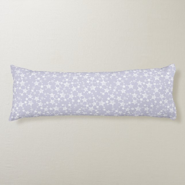 White on Dusty Purple | Lino Print Stars Pattern Body Pillow (Front)