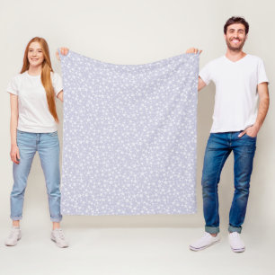 White on Dusty Purple   Lino Print Stars Pattern Fleece Blanket