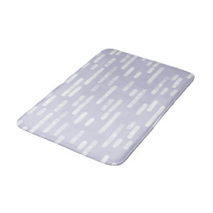 White on Dusty Purple Rounded Lines Pattern Bath Mat