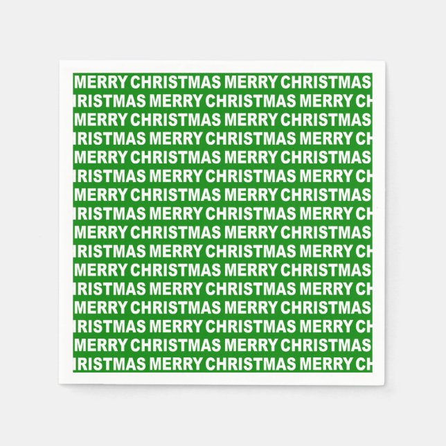 White on Green Christmas Typography Paper Napkin (Front)