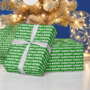 White on Green Christmas Typography Wrapping Paper