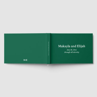 White on Green Minimalist Wedding Guest Book