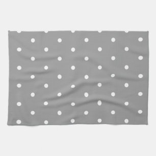 White on Grey Polka Dots Kitchen Towel