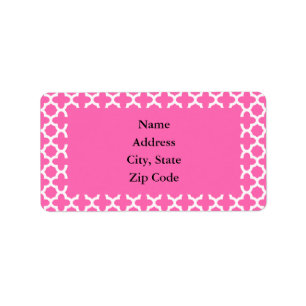 White on Hot Pink Quatrefoil Pattern Label