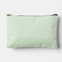 White on Jade Green Polka Dot Pattern with Name