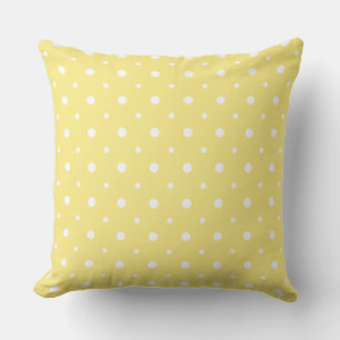 White on Lemon Yellow Quirky Polka Dot Pattern Throw Pillow